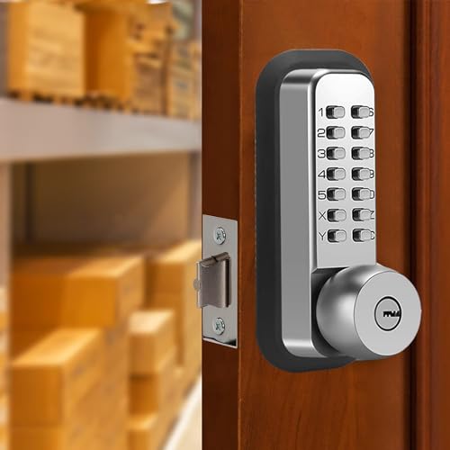 Mechanical Keyless Door Lock - No Electronic,Keypad Door Lock with Handle, Easy to Install,Suitable for Garages, Hotels, Offices, Warehouses