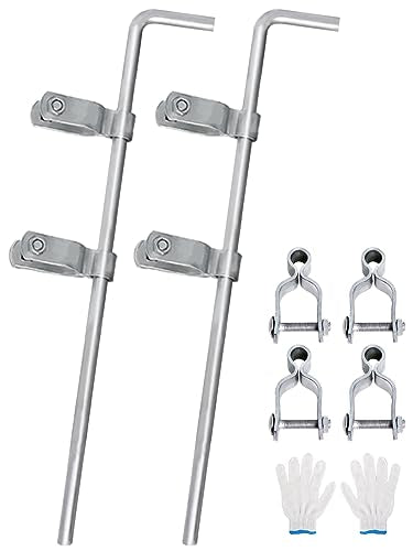 Cane Bolt Gate Drop Rod for Chain Link Fence 1-3/8" x 32" [Pack of 2]Gate Drop Rod Kit for Single or Double Gate,Heavy Duty Galvanized Steel Ground Latch Fence Drop Pin with Extra 4 Gate Frame Hinges - size: 1-3/8" × 32" (2 PACK)