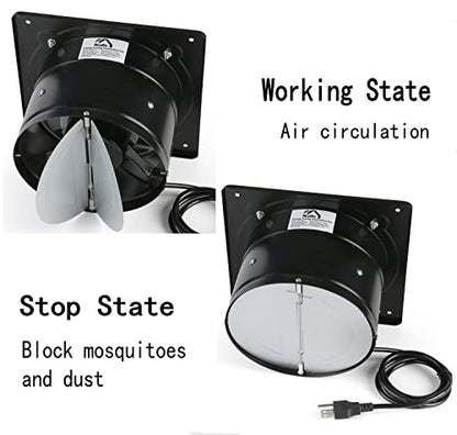 Nalle 6 inch Exhaust Fan 40W 298CFM Through-wall installation Ventilation Fan 110V Exhaust Smoke Fan Ventilation with Power Cord for Kitchen,Bathroom,laundry room,Toilets,Garage (Black