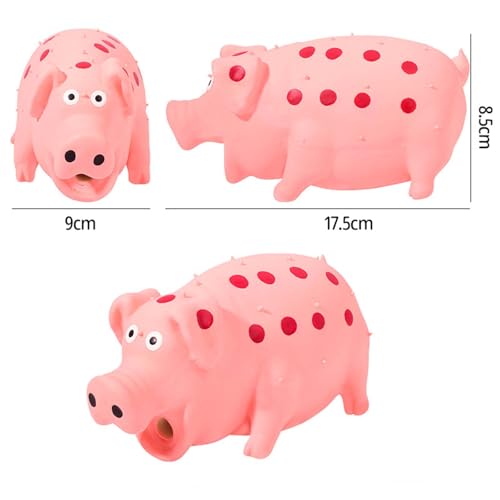 Dog Squeak Toy with Oinking Sounds, Pig Squeaky Dog Toy Latex Polka Dot Squeaky Pig Dogs Toys Rubber Chew Toys for Small, Medium and Large Dogs (Green, L) - color: Green, size: L