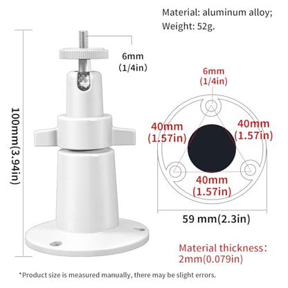Adjustable Security Camera Mount Compatible with Arlo, Arlo Pro | Universal Mounting Bracket Indoor and Outdoor Wall/Ceiling Mount with 1/4 Screw Head (2 Pack, White)
