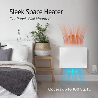 EconoHome Convection Wall Heater with Thermostat - 250W Electric Wall Mounted Space Heater Panel - Updated Model, 120V - Heats Rooms up to 120 Sq Ft - size: 250W
