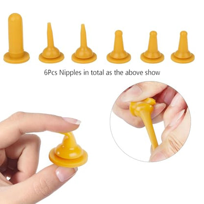 Pet Feeding Bottle and Syringe Set, Pet Nursing Bottle, Silicone Nipples, Feeder Kit for Small Animal, Newborn Puppies and Kittens, Rabbit, Squirrels (Yellow) - color: Yellow