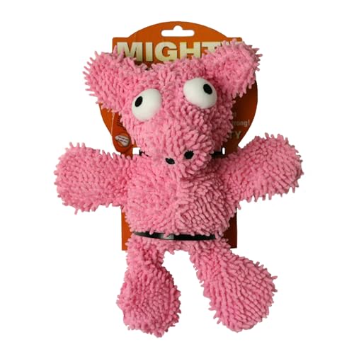 MIGHTY® 2 Pack Microfiber Medium Pig Dog Toys | Ultra Durable Plush Toy with Multiple Layers & Reinforced Seams , Washable and Floats , Mighty® Construction - color: 2PK Pink Pig