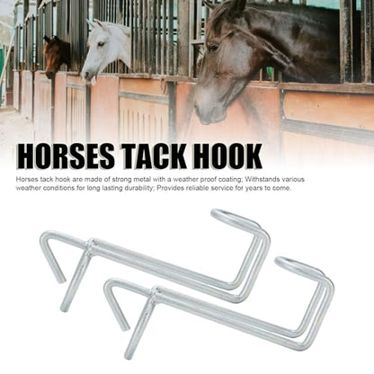 Haofy 2 Pack Horse Feed Bucket Hooks, Heavy Duty Metal Tack Hook for Stables Barns Fences, with Weather Proof Coating for Horses Cows Sheep Livestock Accessories