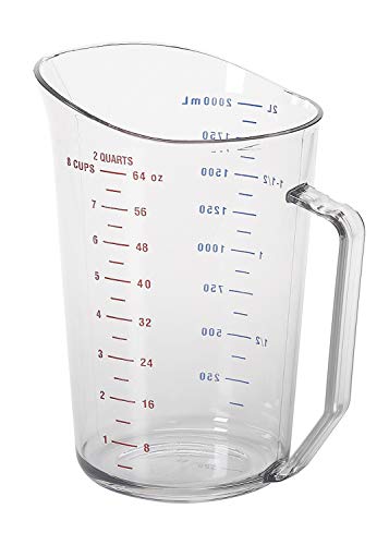 Cambro 200MCCW 2 qt Capacity, Camwear Clear Polycarbonate Liquid Measuring Cup (200MCCW135) - size: 2-Quart