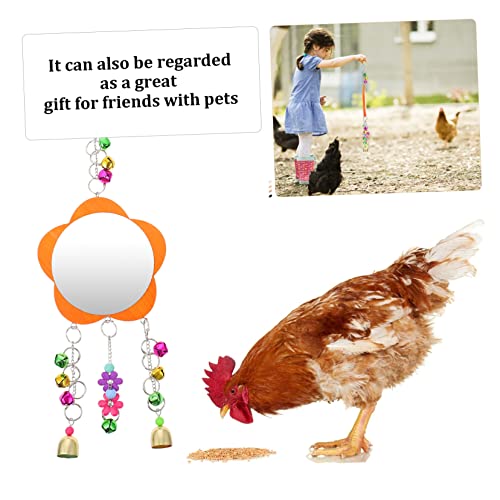 Totority 1pc Chicken Mirror Toy for Birds Sturdy Hanging Parrot Mirror Great for Coop Decoration and Chewing Fun