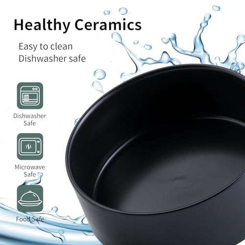 Black Raised/Elevated Ceramic Dog Bowl for Small Medium Sized Breeds,Dog Food Water Bowl with Stand,6 in Non Slip Heavy Pet Feeding Dish 3.6 Cups/ 850 ml /28 OZ - color: Black, size: 6 in