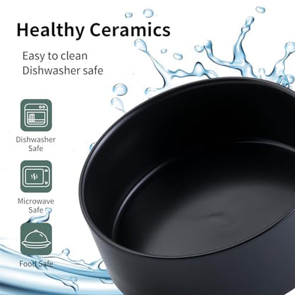 Black Raised/Elevated Ceramic Dog Bowl for Small Medium Sized Breeds,Dog Food Water Bowl with Stand,6 in Non Slip Heavy Pet Feeding Dish 3.6 Cups/ 850 ml /28 OZ - color: Black, size: 6 in