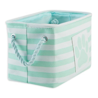 Bone Dry Pet Storage Collection Striped Paw Patch Bin, Aqua, Small Rectangle - color: Aqua, size: Small Rectangle