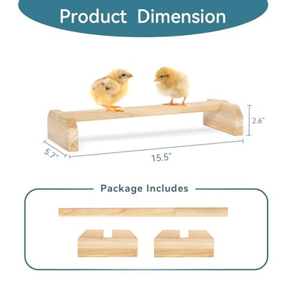 PETSFIT Chick Roosting Bar Prevent Rotation Design, Solid Wooden Thicken Rooster Perch for Coop and Brooder for Birds, Baby Chicks