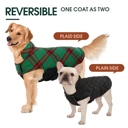 Kuoser Warm Dog Coat, Waterproof Dog Coats for X-Small Dogs, Adjustable Durable Doggie Winter Jacket Reversible Cozy Puppy Cold Weather Apparel from Small to Large Breed, Christmas Green XS - color: Christmas Green, size: X-Small (Pack of 1)