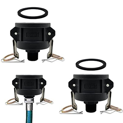 2pcs Fittings Adapter for IBC Tote Tank 275 330 Gallon Garden Hose Camlock 2 inch to 3/4 inch