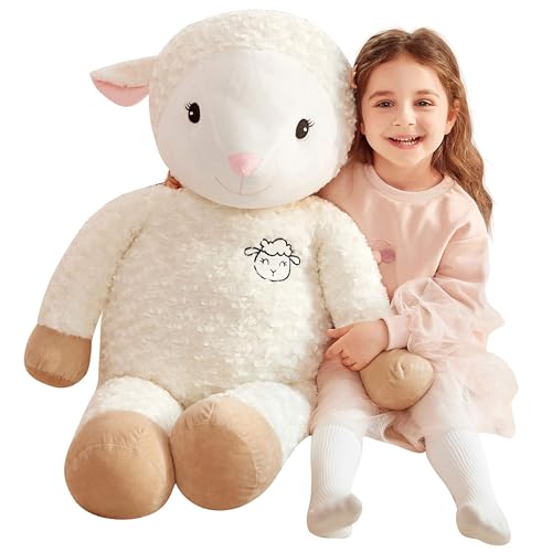 IKASA 30" Giant Sheep Stuffed Animal - Jumbo Soft Kawaii Plush Toy for Kids & Girlfriend (White) - style: Sheep