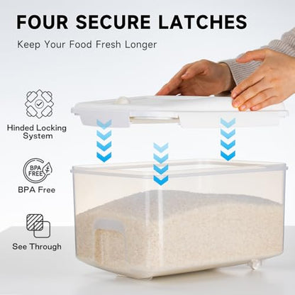LivLab Mker 10 lbs Cereal Containers Storage - Airtight Flour Storage Container with Lids & 10 lbs Rice Dispenser, BPA Free Pantry Containers for Sugar and Cereal, White - color: 5KG-A