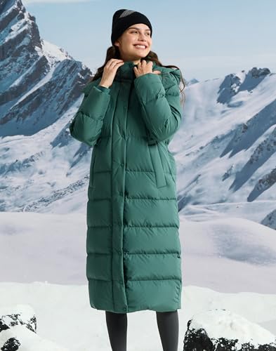 Pioneer Camp Women's Thickened Long Down Jacket 650+ Fill Power Puffer Jacket Winter Coat Parka Jacket with Hood - color: Sagebrush Green, size: Medium