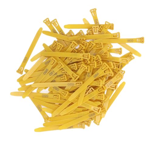 Tissting 1-100 Numbered Poultry Leg Bands, Reusable Chicken ID Rings for Ducks Chicks Geese Pigeons Easy Identification Tracking Management (Yellow) - color: Yellow
