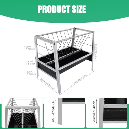 Bacocoo Livestock Feed Trough 2-in-1 for Goats & Sheep - Large Capacity Galvanized Steel Dual-Sided Feeder, Hay & Grain Trough, Black Livestock Feeder for Sheep, Calf, Cow and Horse.