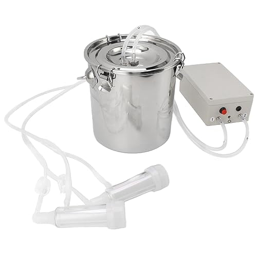 Fdit Goat Milking Machine Electric Milker for Goats Portable Automatic Milking Pump with Stainless Steel Food Grade Silicone Hose Easy to Clean Carry and Store Milk (9L) - size: 9L