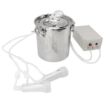 Fdit Goat Milking Machine Electric Milker for Goats Portable Automatic Milking Pump with Stainless Steel Food Grade Silicone Hose Easy to Clean Carry and Store Milk (9L) - size: 9L