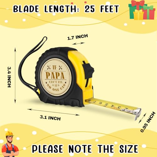 Fathers Day Christmas Birthday Gift for Papa Male Elders Tool | Gifts for Grandpa Handicraft Enthusiasts If Papa Engraved Tape Measure 25 FT - color: If Papa