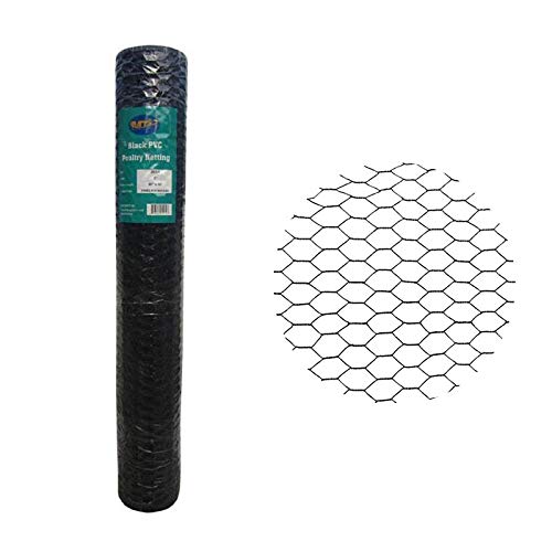 PVC Hexagonal Poultry Netting Chicken Wire 48 inches x 50 feet x 1 inch Mesh 20GA Black - size: 48"x50'-1" 20GA