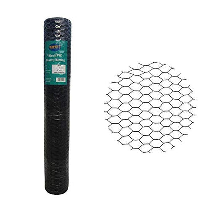 PVC Hexagonal Poultry Netting Chicken Wire 48 inches x 50 feet x 1 inch Mesh 20GA Black - size: 48"x50'-1" 20GA
