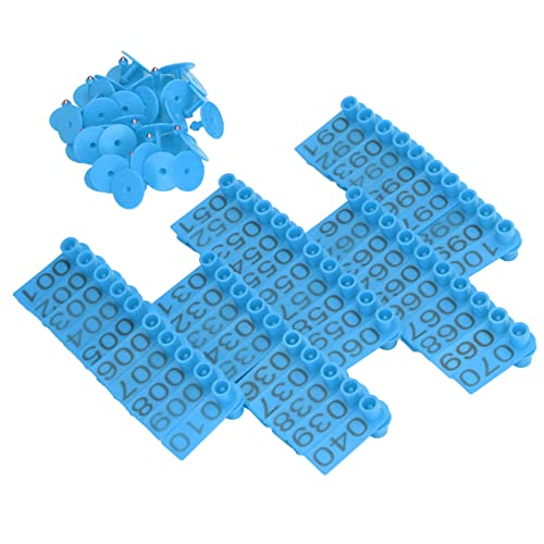 100 Sets Numbered Cattle Ear Tags Accurate Livestock Identification Card for Cow Pig Sheep (Blue) - color: Blue