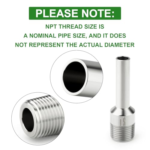 TAISHER 5PCS 304 Stainless Steel Pipe Fittings, 3/8" NPT Male Threaded, 2" Length Weld Nipple Cast Pipe - size: 3/8" NPT x 3/8" OD(2" Length)
