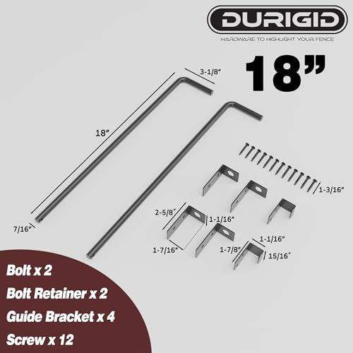18 Inch Gate Cane Bolt Gate Ground Drop Rod, Heavy Duty Drop Rod Gate Latch for Wooden Vinyl Fence, Black Finished Cane Bolts for Gates, 1 Pack - size: 18 Inch