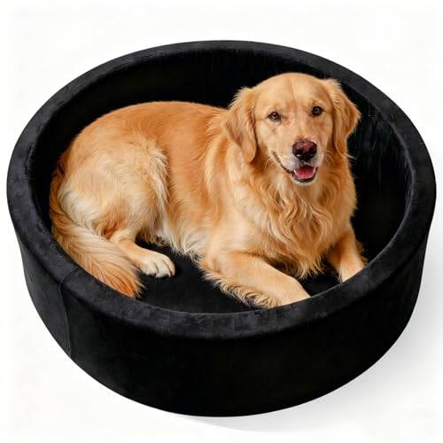 39 Inch Round Dog Bed Ball Pit, Indoor Playpen for Cats and Small Dogs, Dual Use Pet Play and Rest Area, Black (Balls Not Included) - color: Black