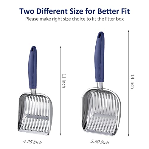 WePet Cat Litter Scoop, Aluminum Alloy Sifter, Kitty Metal Scooper, Deep Shovel, Long Handle, Poop Sifting, Kitten Pooper Lifter, Durable, Heavy Duty, for Litter Box - color: POLISHED Aluminum \ #01 Blue Handle, size: Small