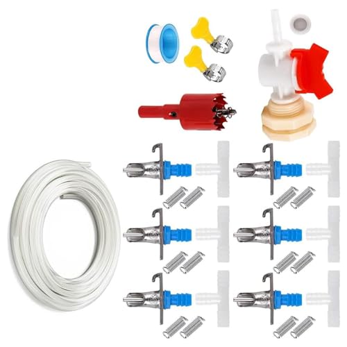 Livestock Nipples Drinkers 6/12 / 24pcs Rustproof Easy Installation Waterer Kits with Bucket Joints Included for Pet Cage Leakproof Rabbits Waterer for Cage - color: 6 piece set combinat