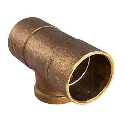 Supply Giant DDGU1121 Cast Brass Tee Fitting Pipe with Solder Cups and Female Thread Branch No Lead 1-1/2 Inch x 1-1/2 Inch x 1 Inch - size: 1-1/2" x 1-1/2" x 1"