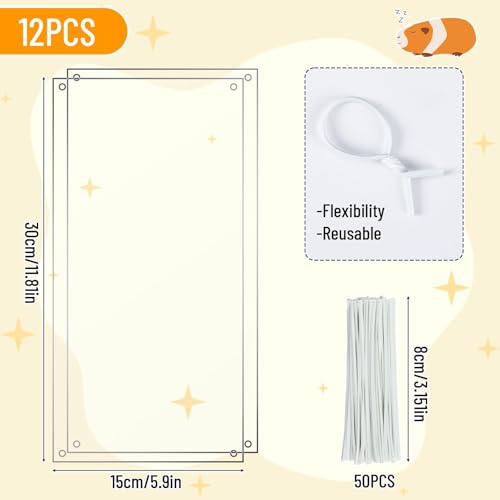 PETKNOWS 12 Pack Pet Cage Liner Protection Rabbit Cage Urine Guard Clear Cage Edge Liner Guinea Pig Side Lining Habitat Siding Cage Accessories, 11.8 inches x 5.9 inches Bedding Litter - color: Transparent, size: 30X15 CM