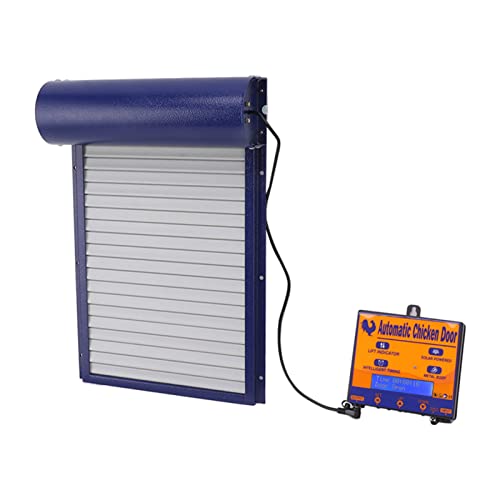 Automatic Solar Powered Chicken Coop Door Durable Light Sensor Remote Control for Poultry Farmers 14.7x9.7in (Blue) - color: Blue