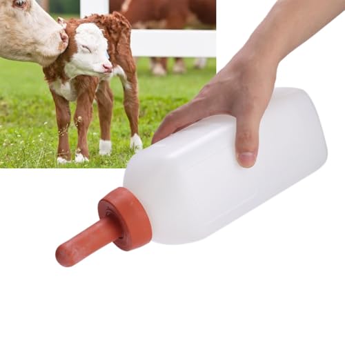 2L Calf Cow Feeding Milk Bottle Cups, Nursing Milk Feeder with Rubber Nipple, Livestock Nursing Bottle Feeding Set for Farm