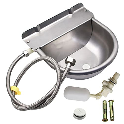Automatic Horse Drinking Waterer Bowl,Upgrade Stainless Steel Farm Livestock Water Dispenser with Drain Hole and Float Valve for Horse,Dog, Chicken,Goat,Pig (B)