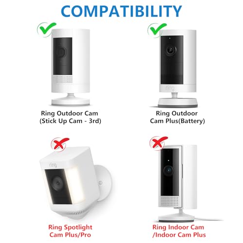 2Pack Adjustable Security Wall Mount Bracket for Ring Stick Up Cam & Ring Outdoor Cam Plus, Perfect View Angle for Your Surveillance Camera System - White - color: White