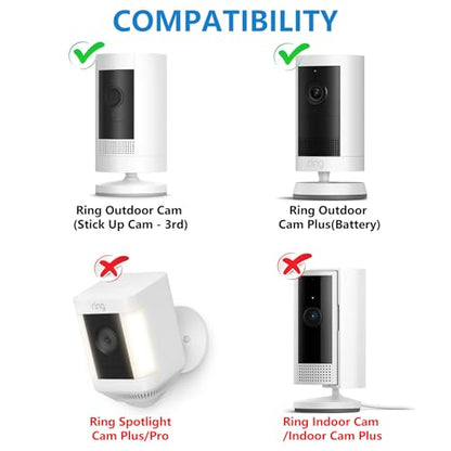 2Pack Adjustable Security Wall Mount Bracket for Ring Stick Up Cam & Ring Outdoor Cam Plus, Perfect View Angle for Your Surveillance Camera System - White - color: White