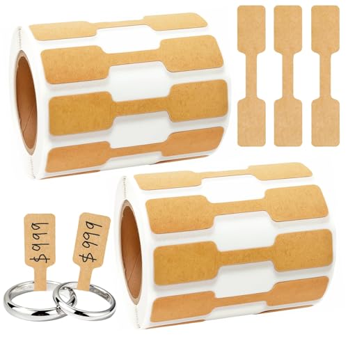 1000 PCS Blank Jewelry Price Tags Stickers Roll, Self Adhesive Easy Peel Off Rectangle Shape Price Identify Labels for Bracelet Necklace Earring Ring Clothing Display (Brown) - color: Brown