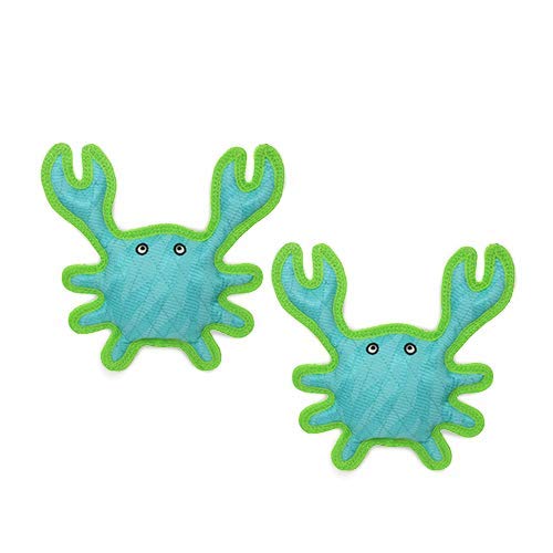 Tuffy® - DuraForce® : 2 Pack Crab Dog Toy: Ultra Durable Plush Toy with Multiple Layers & Reinforced Seams, Washable and Floats, DuraForce® Construction - color: 2PK Blue Crab