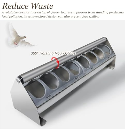 Stainless Steel Pigeon Feeder for Mealworms, Brid Feeder with Separated Fence & Crossbar, Anti-rust Anti-waste Feed Trough, Easy to Install(L20cm/7.9") - size: L20cm/7.9"