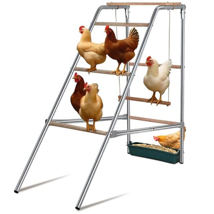 Chicken Roosting Perch and Bars with Leg Bands for Coop - Perfect for Backyard & Farm Poultry Hens, Chicken Run, Easy to Assemble and Clean