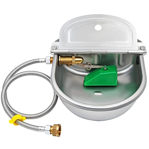 Automatic Water Dispenser for Dog Chicken Waterer Outdoor Dog Water Bowl Dispenser 304 Stainless Steel Feeder for Pets,Include Water Pipe and 3/4" Faucet