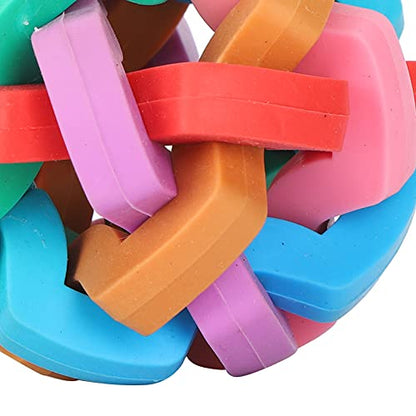 Zerodis Bell Ball Toy for Dogs Puppies Mini Pigs Interactive Squeak Pet Toy with Chew TPR Material Teething Relief Boredom Relief Training Fun (Small Size) - size: Small Size