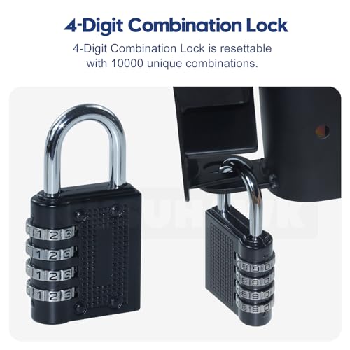 S16100700 Two Way Lockable Gate Latch (Small Size Version: 3" L x 5" H) with Black 4-Digit Combination Lock for Metal Tube Gates with 1-1/4" to 1-1/2" Diameter Tubes - color: 1x S16100700(Small Size Version 3"x 5")