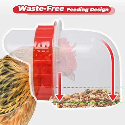 Automatic Chicken Feeder 50LBS Large Capacity, 8 Anti-Waste Ports Metal Poultry Feeder with Height Adjustable Stand, Waterproof Rodent Proof Feed Box with Lid Viewing Window for Hens Ducks Geese - size: 50LBS