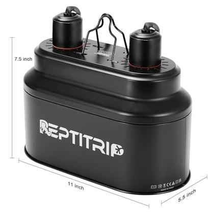 REPTITRIP Dual Reptile Light Fixture with 100W Full Spectrum UVA UVB Light Bulb & 100W Nighttime Ceramic Heat Emitter, 2 Independent Switches, Reptile UVA UVB Heat Combo Pack - size: ST4