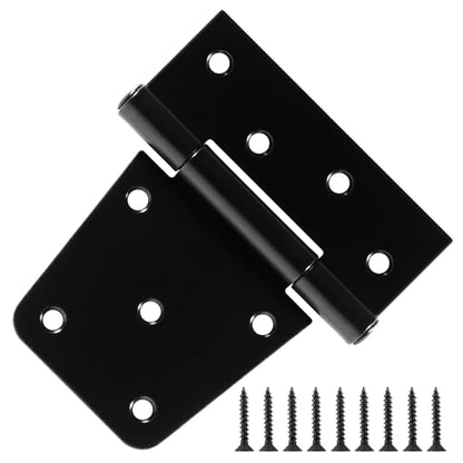 TDCHINGES T-Strap Door Hinges 3.5 inch Black Door Shed Hinge Square Barn Hinges Heavy Duty Gate Hinges Wrought Hardware (4 Pack, 3.5 Inch, 2.5 mm) - size: 4Pack-3.5inch